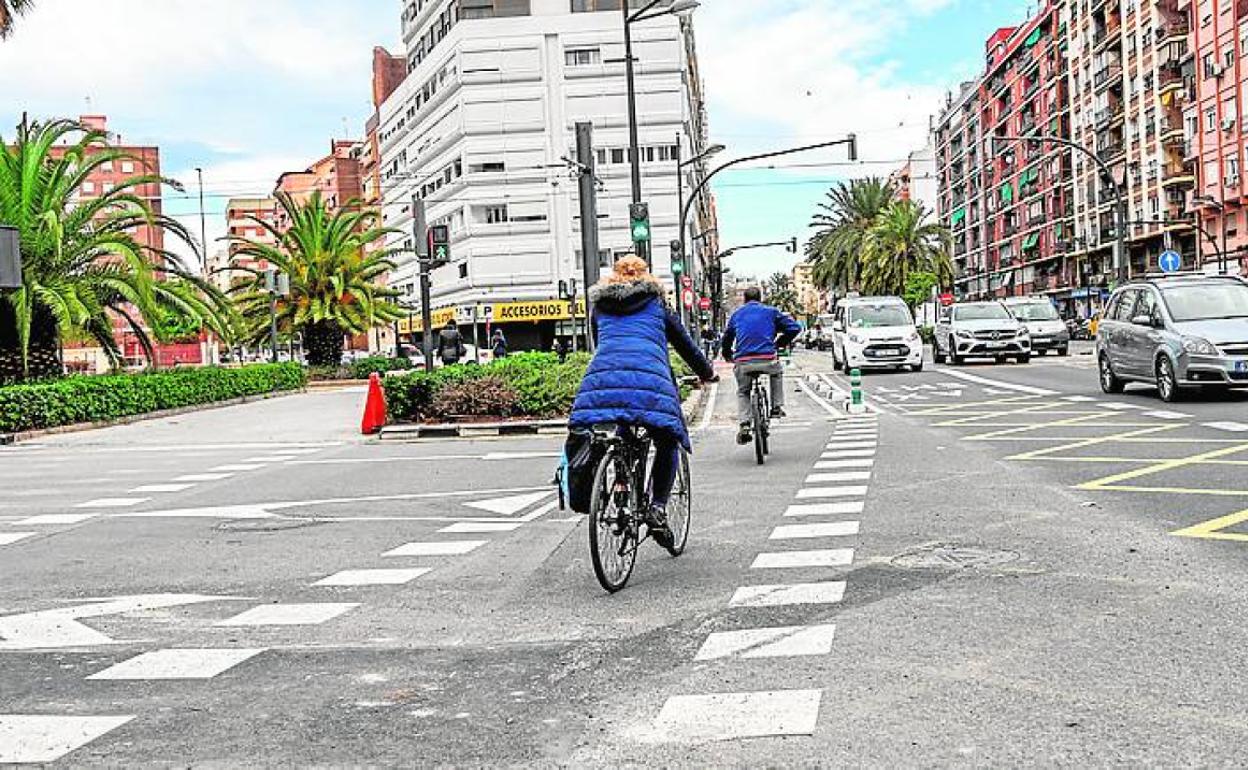 El nuevo carril bici por Primado Reig en Valencia.