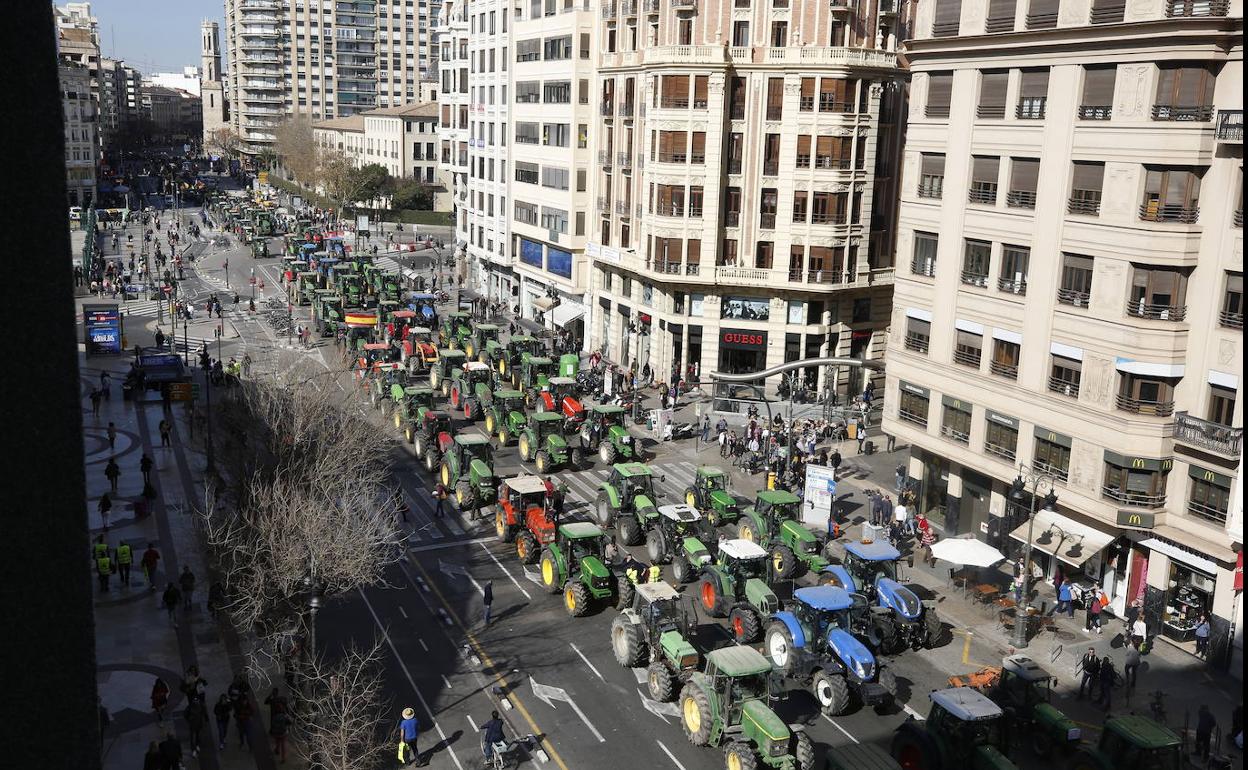 Manifestación de tractores en Valencia. 