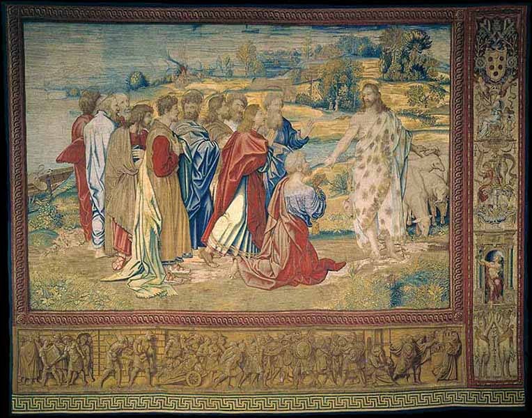 Se expusieron los siete primeros el 26 de diciembre de 1619 durante la misa de San Esteban y el maestro de ceremonias, Paride de Grassim, en sus diarios describe el "estupor y la admiración" de los presentes por "el lujo de la refinada manufactura y por el rico repertorio iconográfico producido por el genio de Rafael".