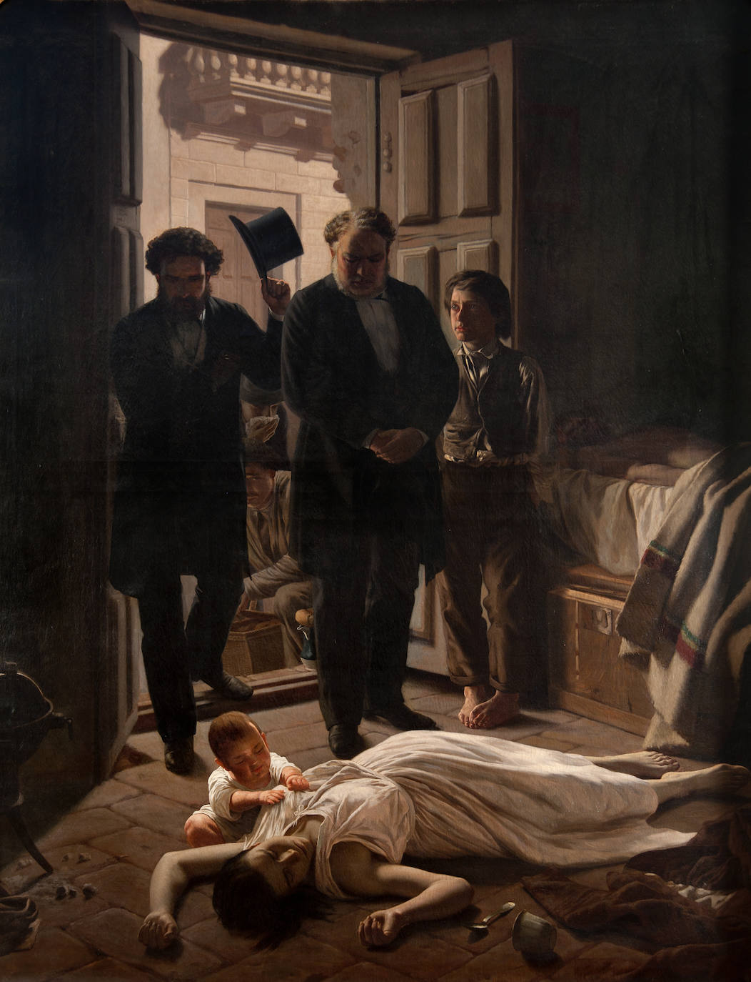 Esta obra de Juan Manuel Blanes retrata 'Un episodio de la fiebre amarilla en Buenos Aires'. Los españoles se encontraron con esta enfermedad al llegar a América, que solía desaparecer en los meses más fríos y reaparecía durane el verano. La pandemia, también conocida como 'vómito negro' o 'plaga americana', no sólo protagonizó la época de conquista, sino que se extendió hasta el siglo XIX.