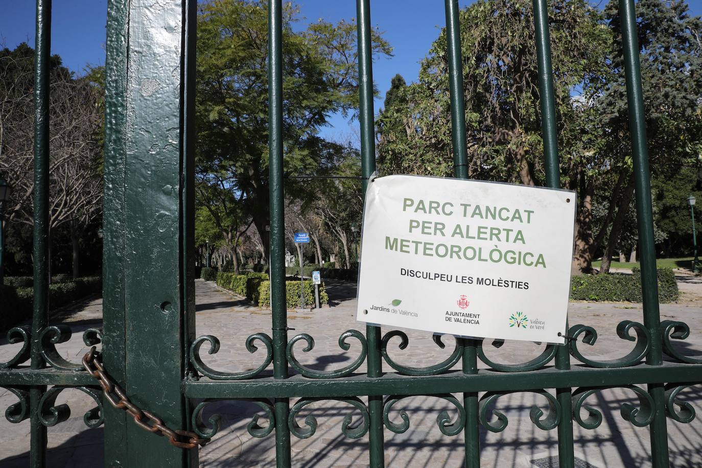 Parques cerrados en Valencia. 