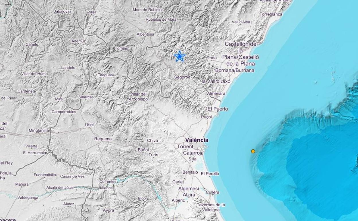 Mapa visualizador del terremoto en la Comunitat.