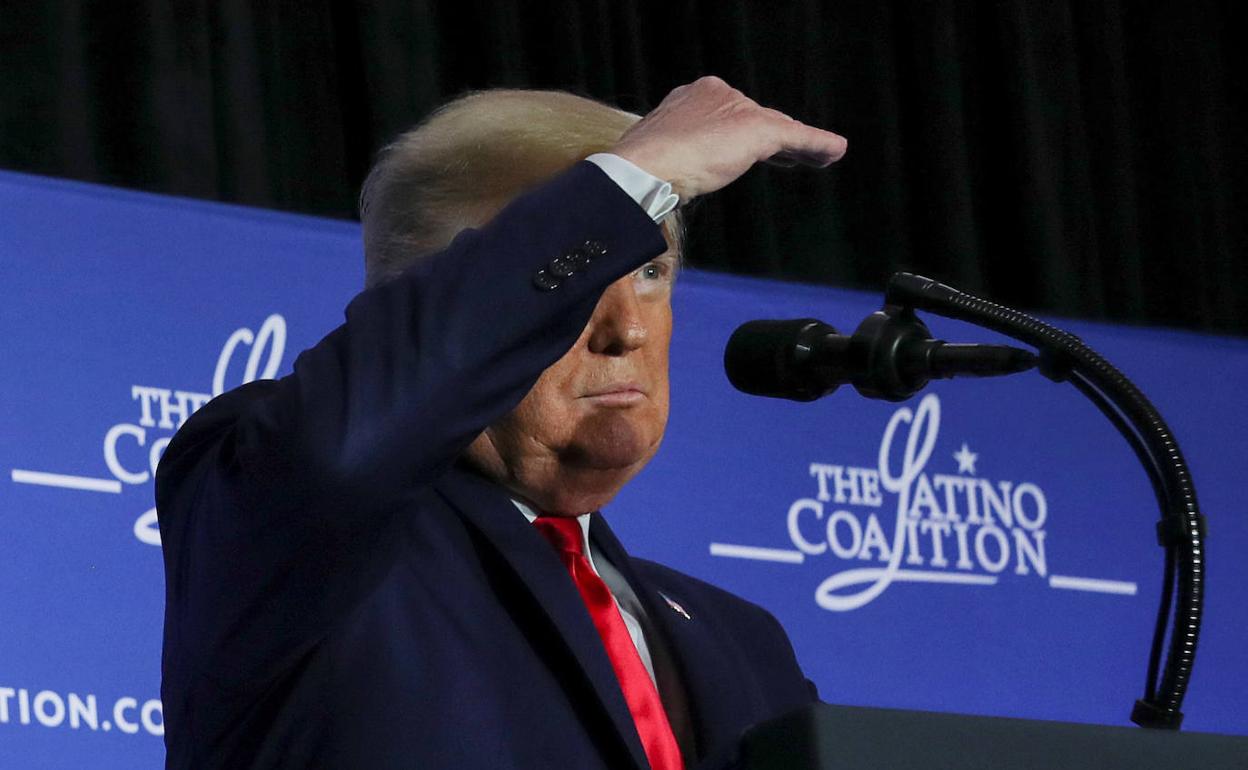 El presidente de EE UU, Donald Trump, durante un acto con un coletivo latino en Washington.