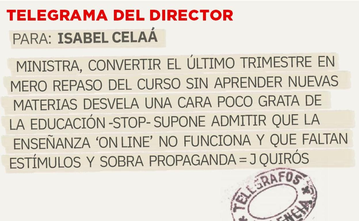 Telegrama para Isabel Celaá