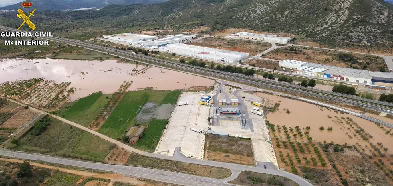 Vista aérea de las zonas inundadas en Castellón.