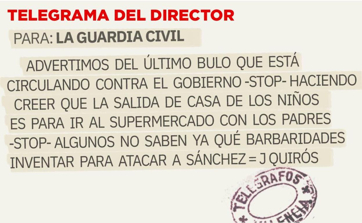 Telegrama para la Guardia Civil