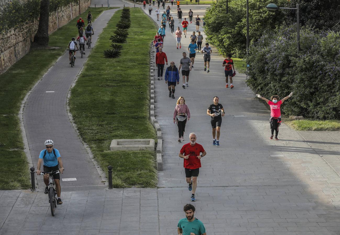 Fotos: Ciclistas, corredores y paseantes llenan de vida Valencia