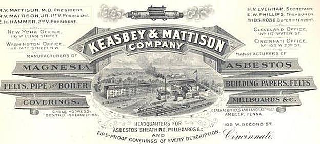 Publicidad de Keasbey Mattison Co Letterhead. Cincinnati. 1901.