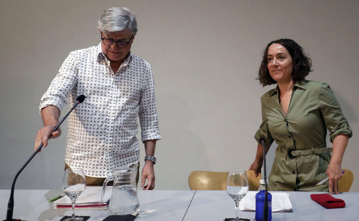 El director del Palau, Vicent Ros, con la presidenta del auditorio, Glòria Tello. 