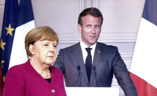 Angela Merkel y Emmanuel Macron. 