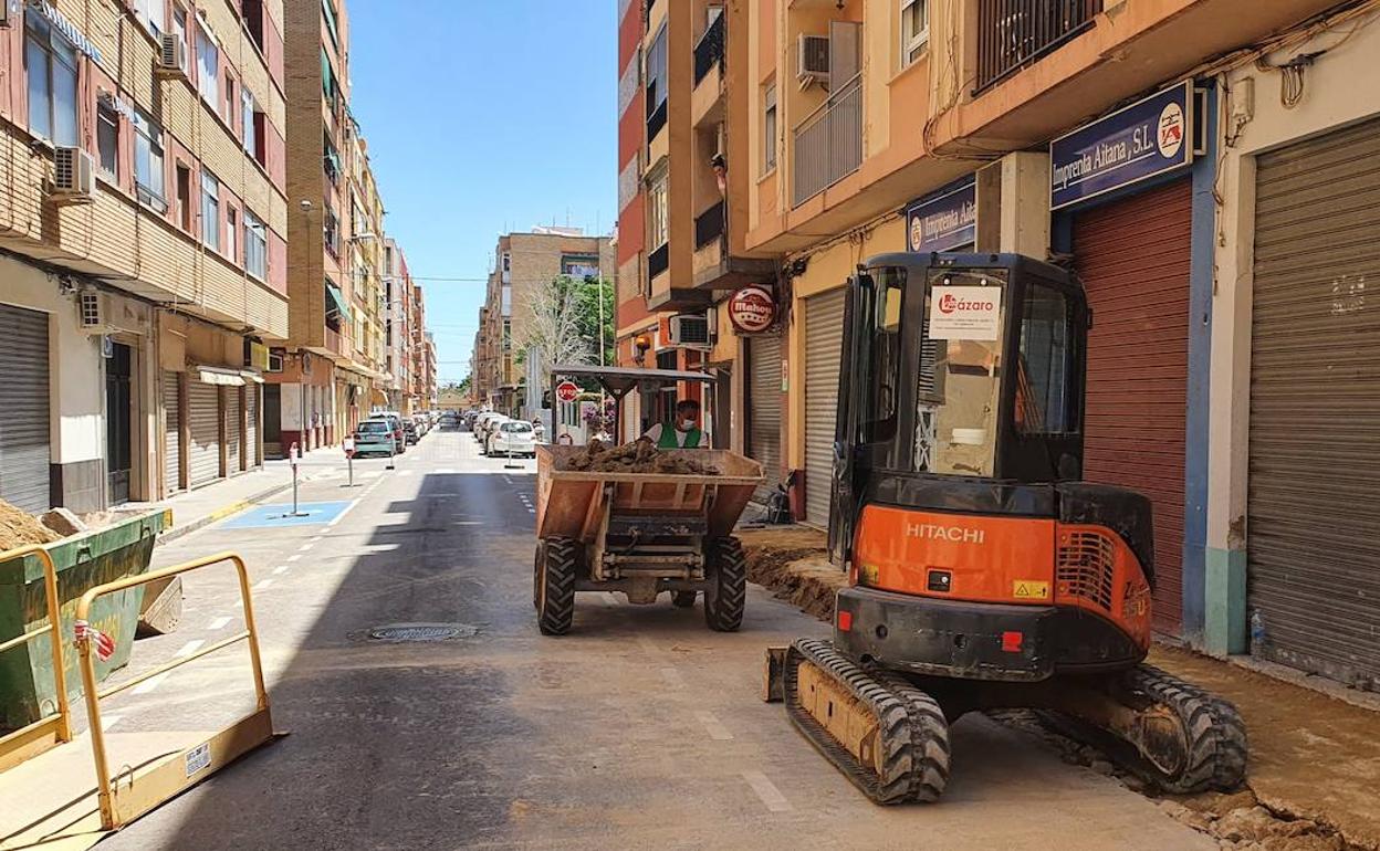 Las obras que se están realizando en la calle Palleter. 