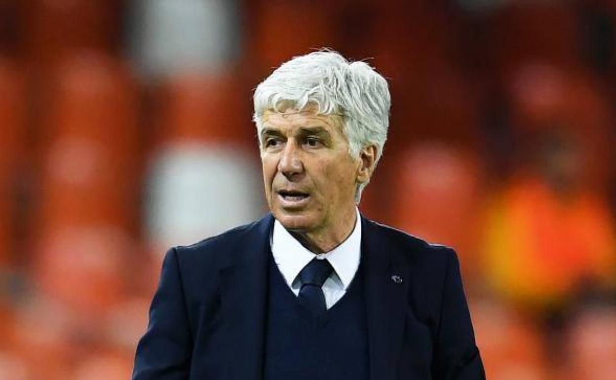 Gian Piero Gasperini, durante el Valencia-Atalanta en Mestalla