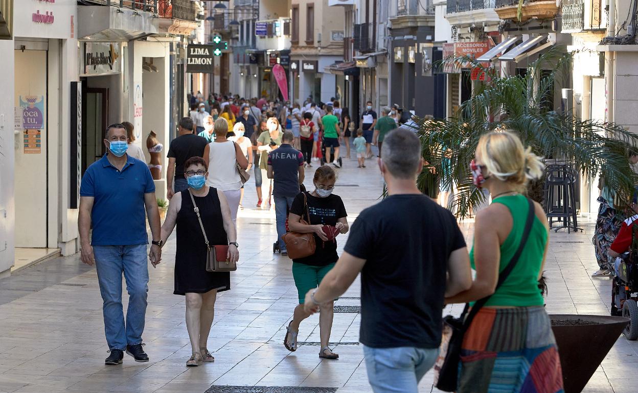 Calle Mayor de Gandia, durante este fin de semana. 