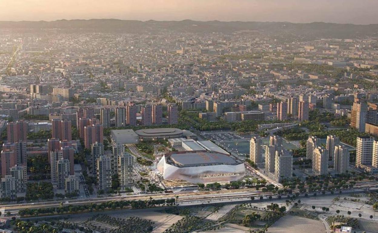 Recreación del pabellón Valencia Arena 