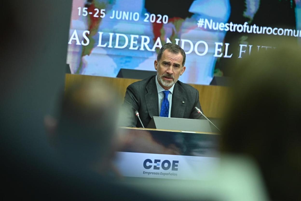 Felipe VI clausura, ayer, la cumbre empresarial de la CEOE. 