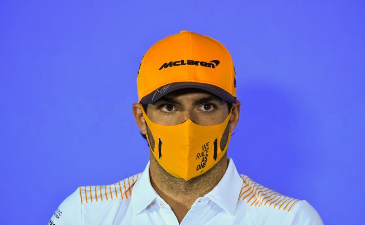 Carlos Sainz, durante la rueda de prensa. 