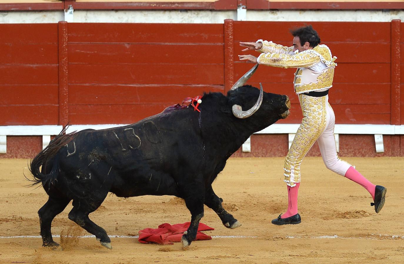 Enrique Ponce sufrió este jueves un susto en El Puerto de Santa María. Su primer toro de la tarde le dio un revolcón -afortunadamente sin consecuencias- al entrar a matar. En el tendido, como testigo, su nueva pareja sentimental, Ana Soria. La joven reaccionó con temor ante las consecuencias de la cogida. El diestro de Chiva se dirigió hacia ella para tranquilizarla tras rematar la faena. 