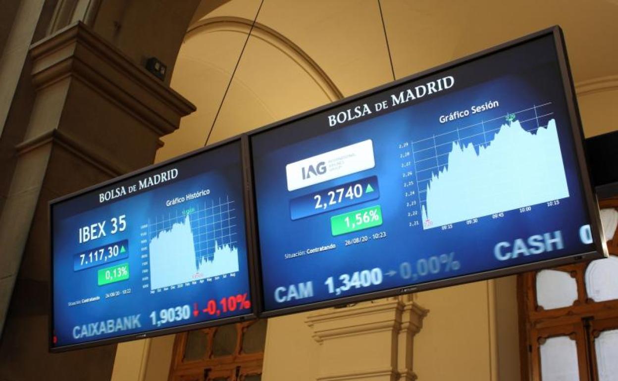 Paneles de la Bolsa de Madrid 