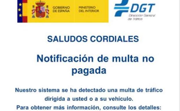 La DGT avisa de las estafas con las multas de tráfico por correo