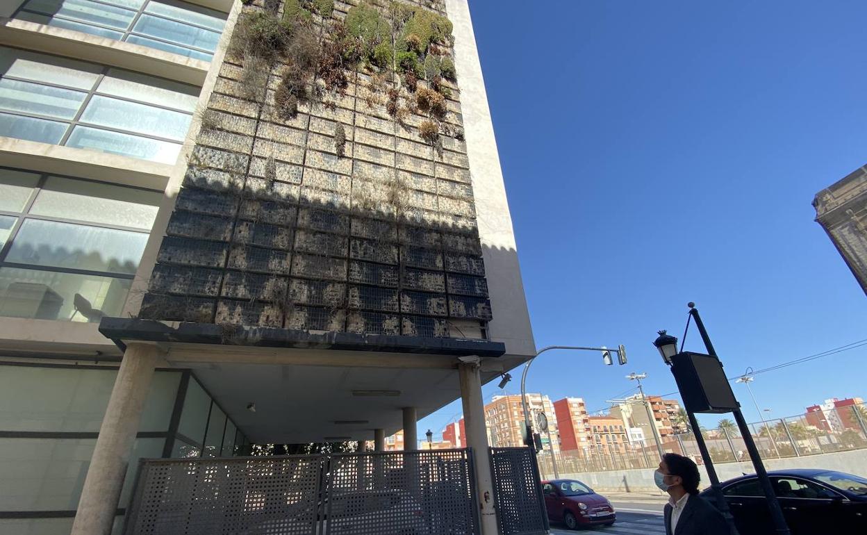 El PP critica el abandono de los jardines verticales de edificios del Marítimo