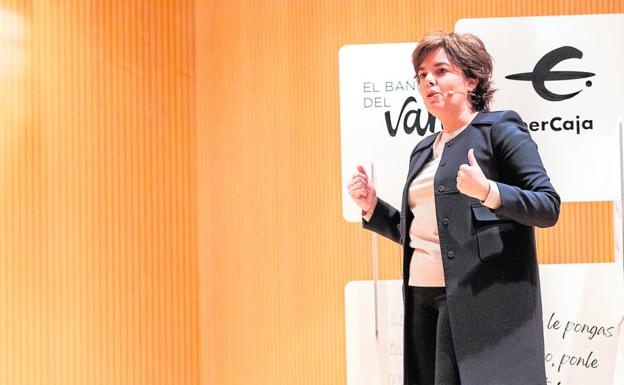 La exvicepresidenta del Gobierno, Soraya Sáenz de Santamaría, el pasado marzo en el Foro Ibercaja.