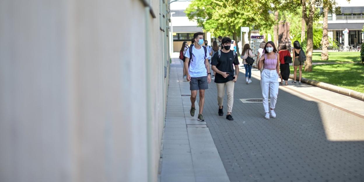 Varios estudiantes en el campus de la UPV. lp