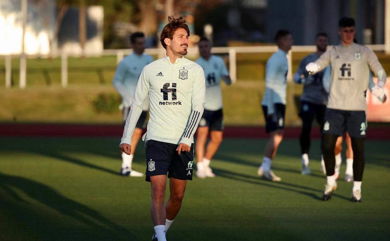 José Campaña, esta tarde durante el entrenamiento de la selección.