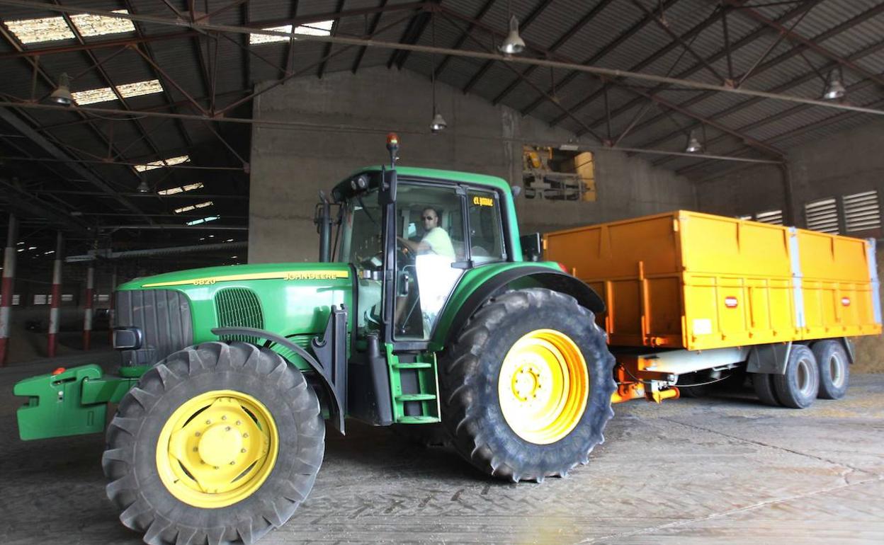 Una foto de archivo de un tractor descargando en la Cooperativa San Pedro de Massanassa. 