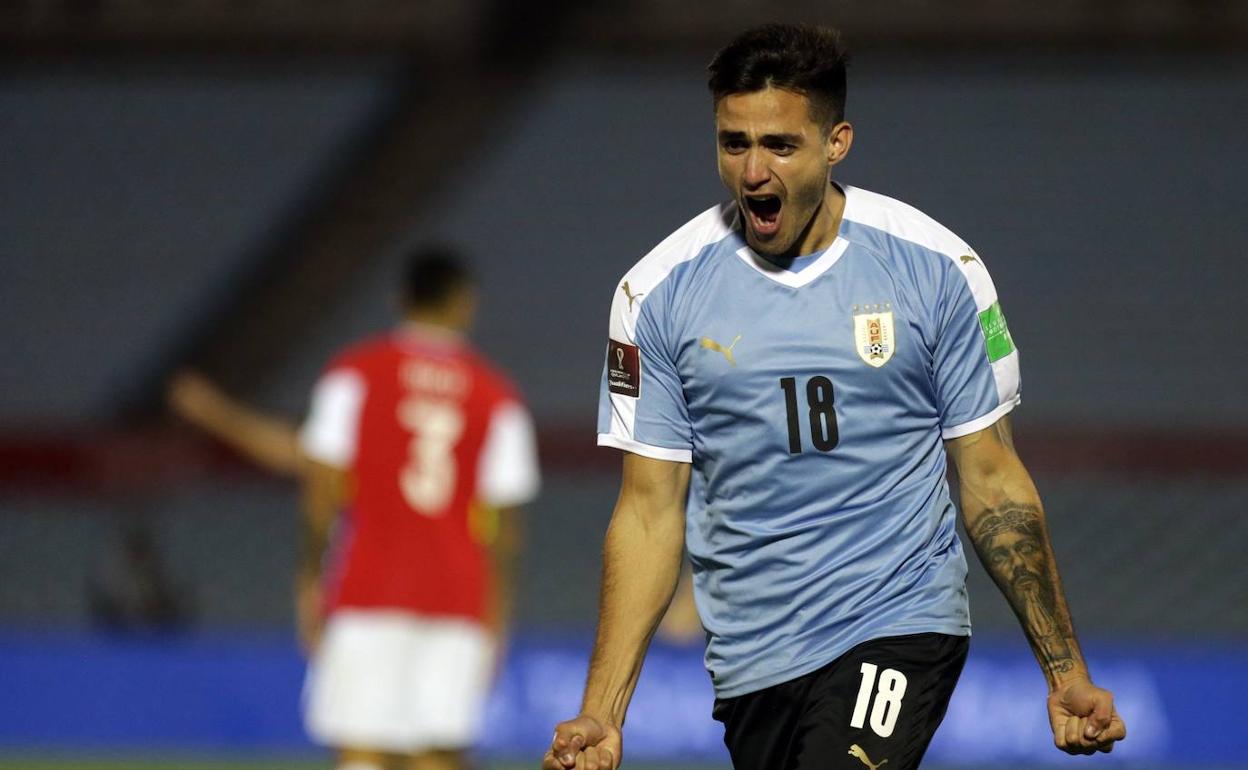 Maxi Gómez celebra su gol