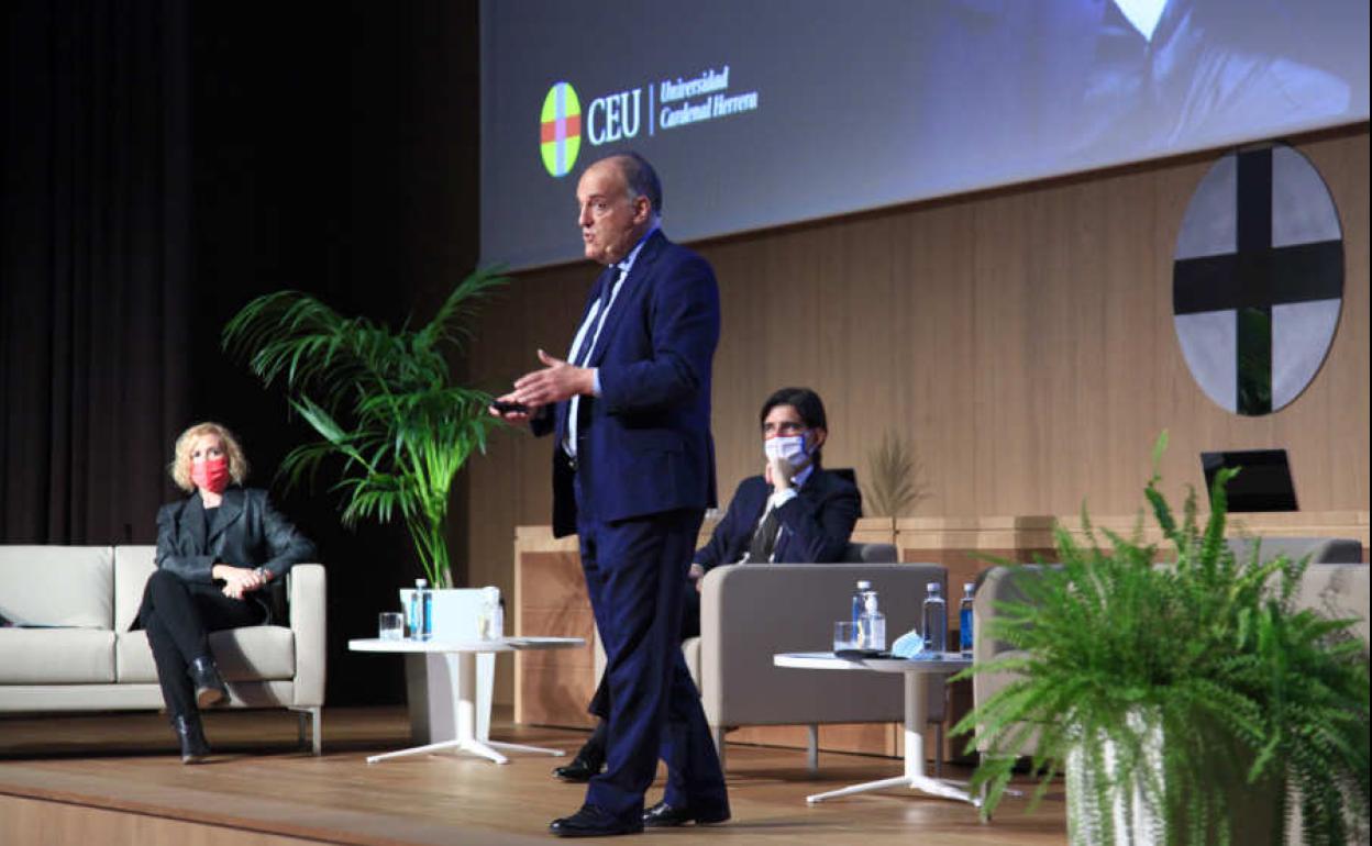 Javier Tebas, durante el acto en la Universidad CEU Cardenal Herrera.