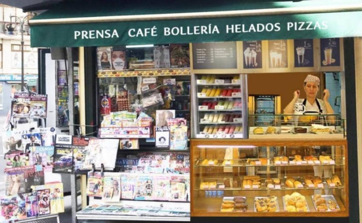 Modelo de quiosco en la calle propuesto al Ayuntamiento. 