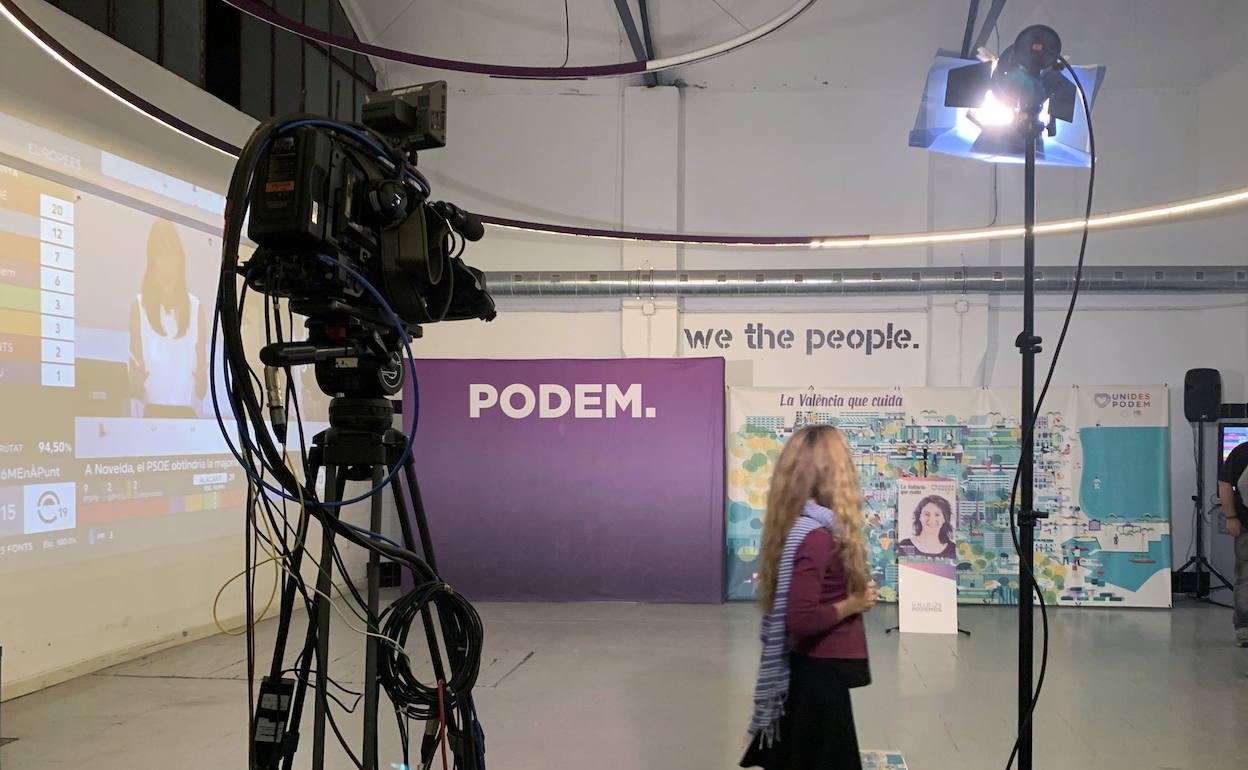 Sede de Podemos en Valencia durante las elecciones municipales de 2019. 