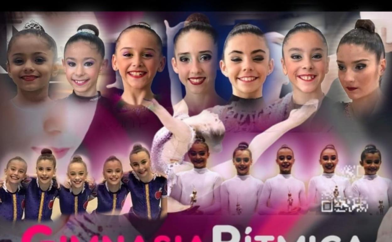 Las gimnastas de Almussafes participantes en ambos competiciones. 