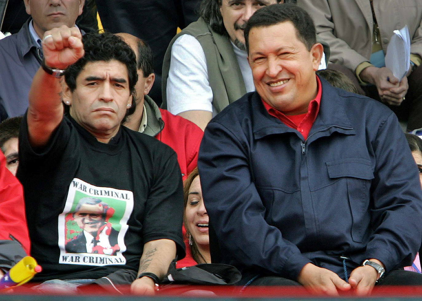 Maradona y Hugo Chávez, en Mar de Plata, en 2005.