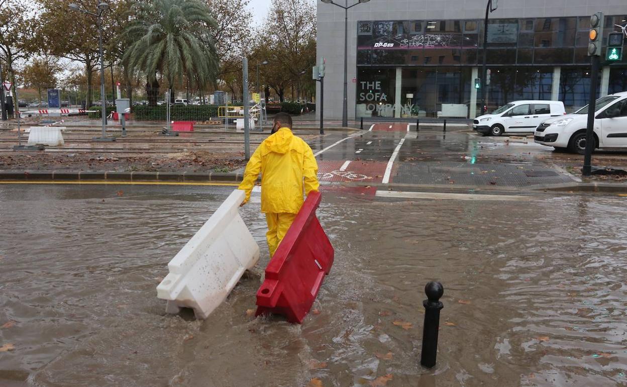 Fuerte tromba de agua en Valencia. 