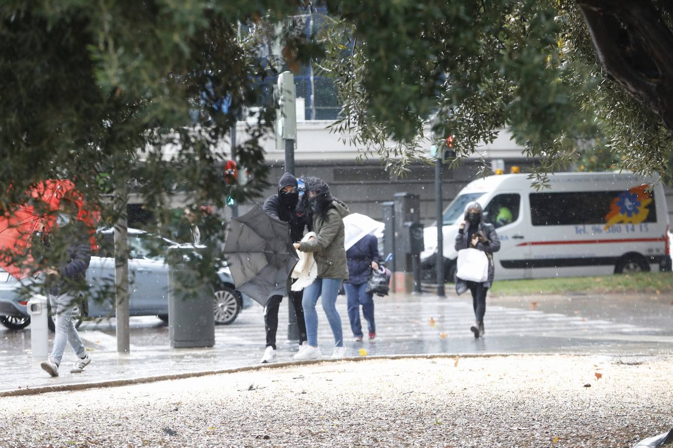 Fuerte tromba de agua en la ciudad de Valencia.