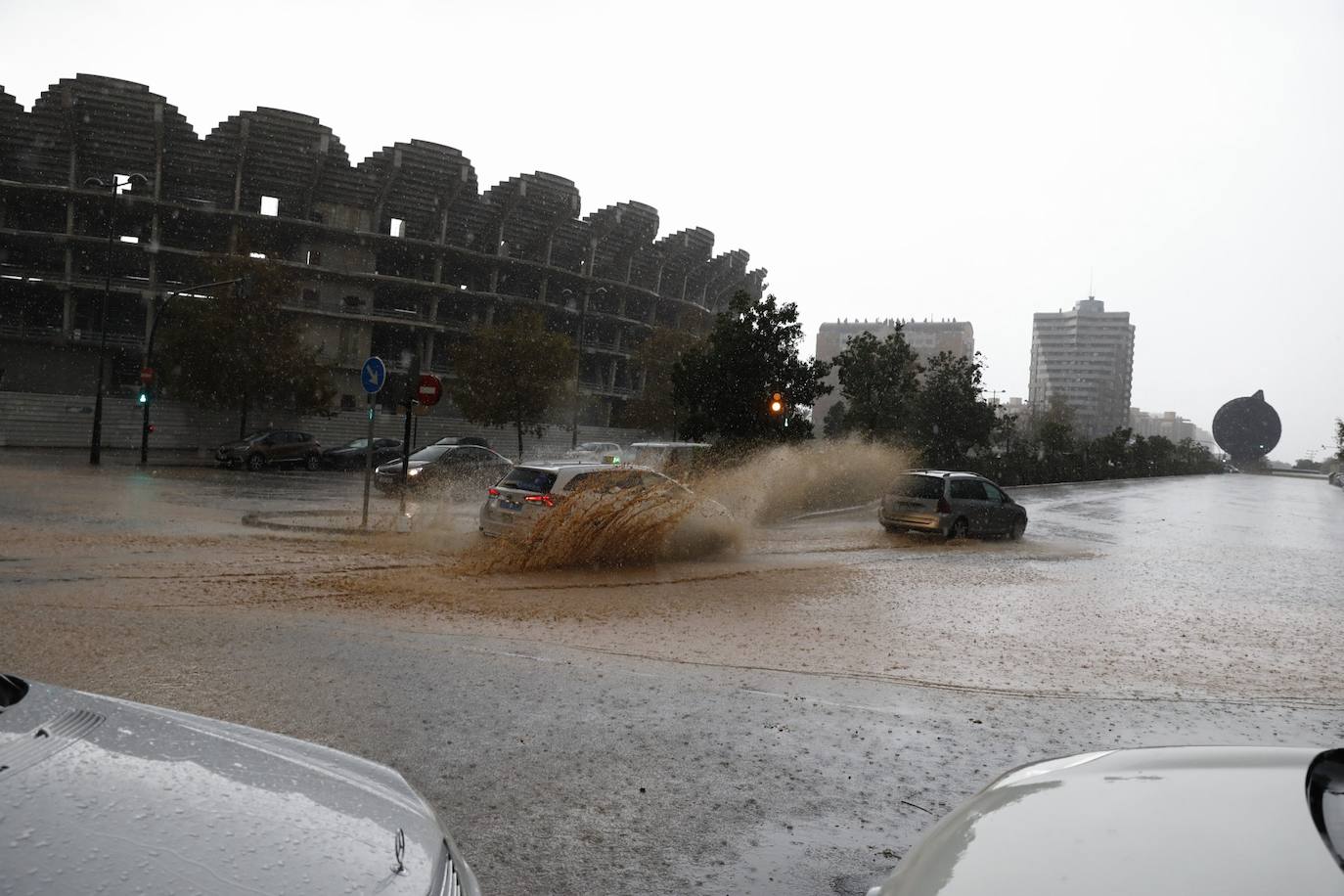 Fuerte tromba de agua en la ciudad de Valencia.