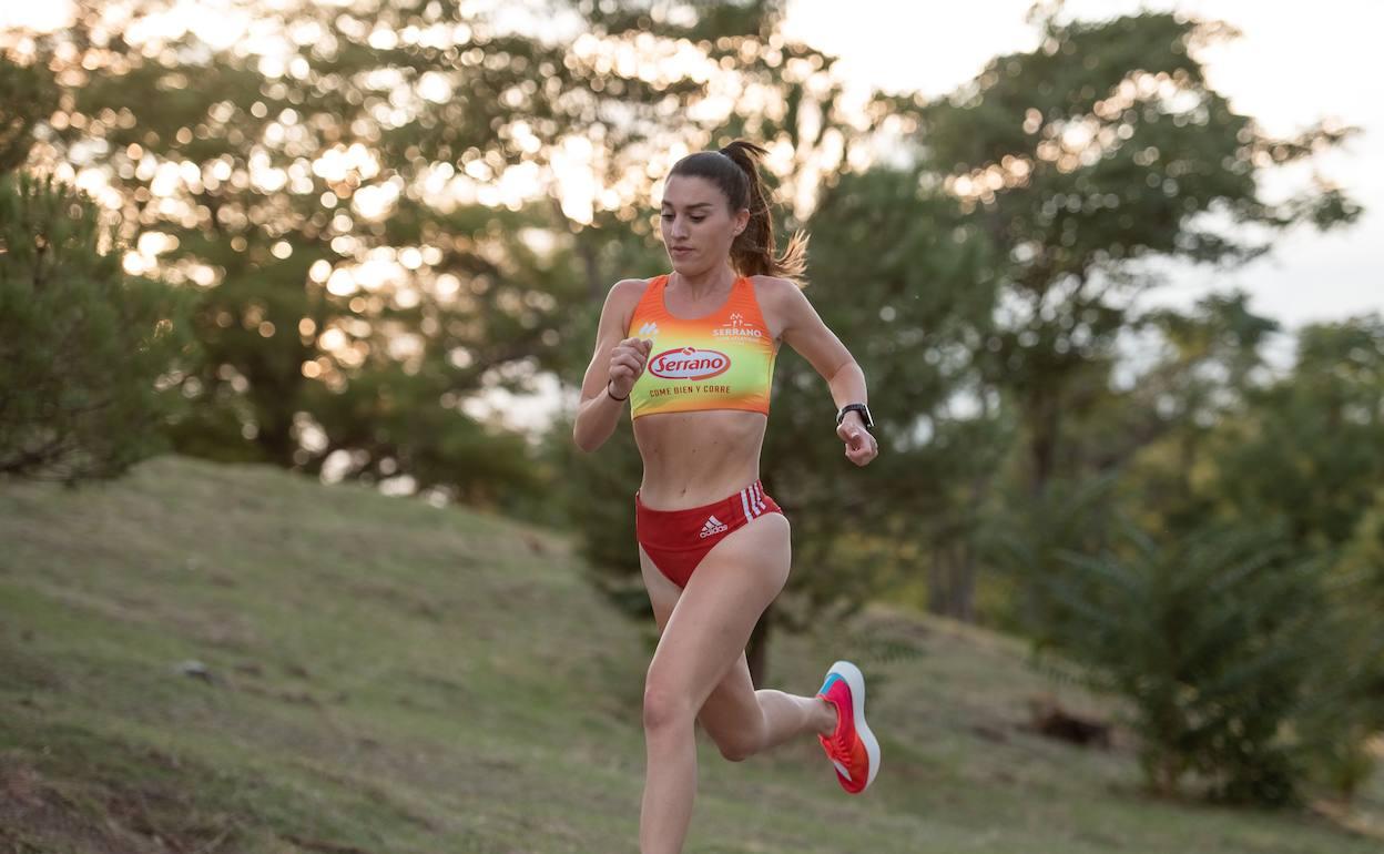 Mariajo Pérez, en un entrenamiento previo al medio maratón. 