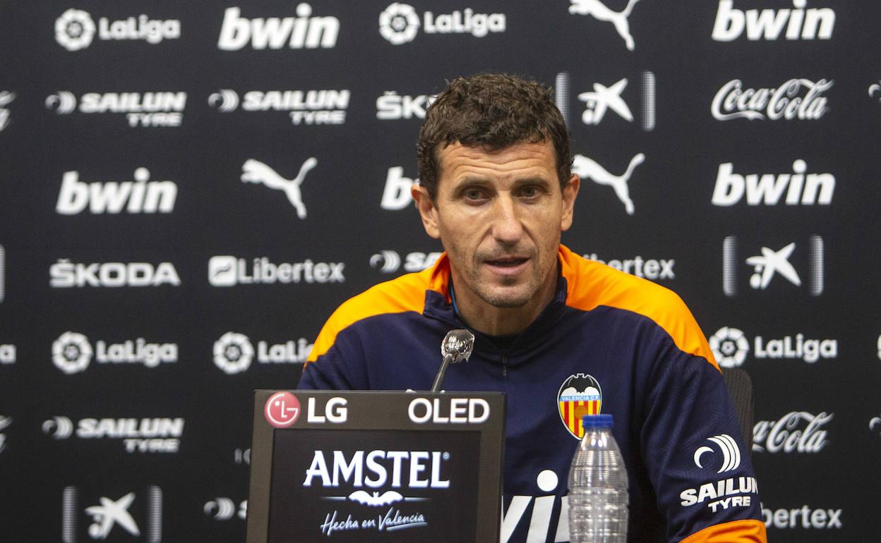 Javi Gracia, durante la rueda de prensa previa al partido frente al Sevilla.