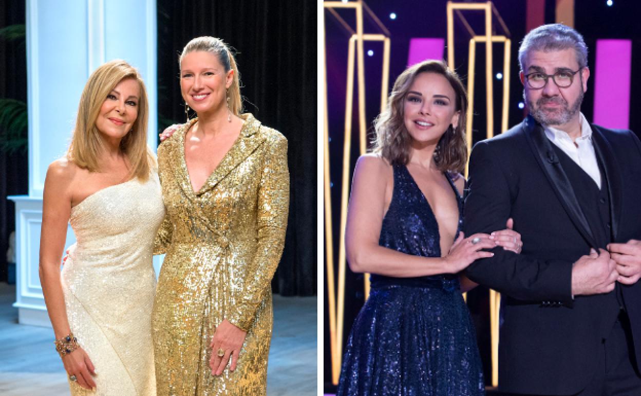 Ana Obregín y Anne Igartiburru, junto a Chenoa y Florentino Fernández.