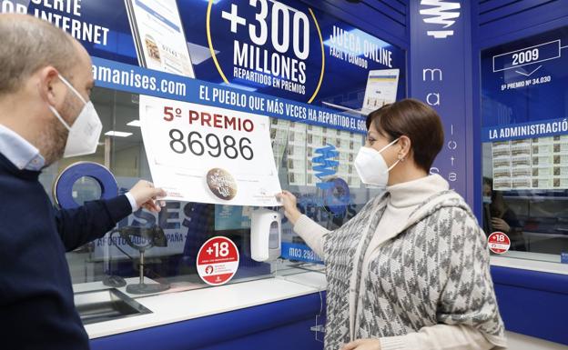 El 86986 del quinto premio de la Lotería de Navidad deja casi 4 millones en Novelda, Torrevieja y Alicante