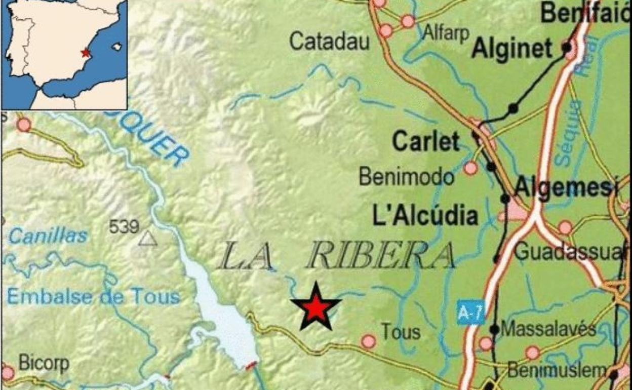 Localización del epicentro del terremoto. 