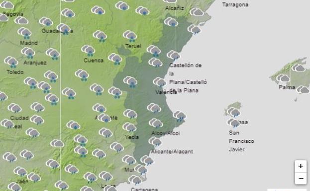 Previsión de lluvias para este viernes en la Comunitat.