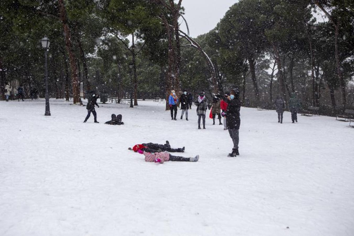 Nevada en Madrid dejada por la borrasca Filomena.