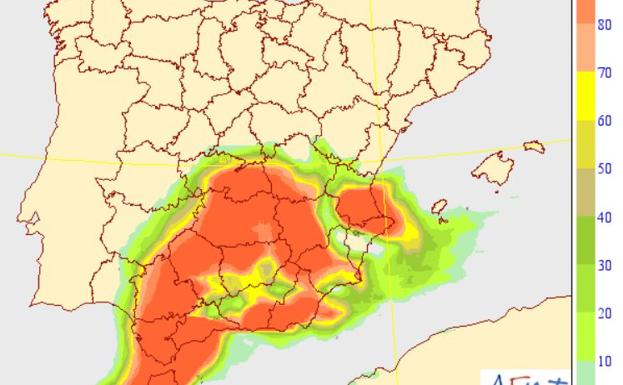 Probabilidad de nieve de más de 20 mm el viernes. 