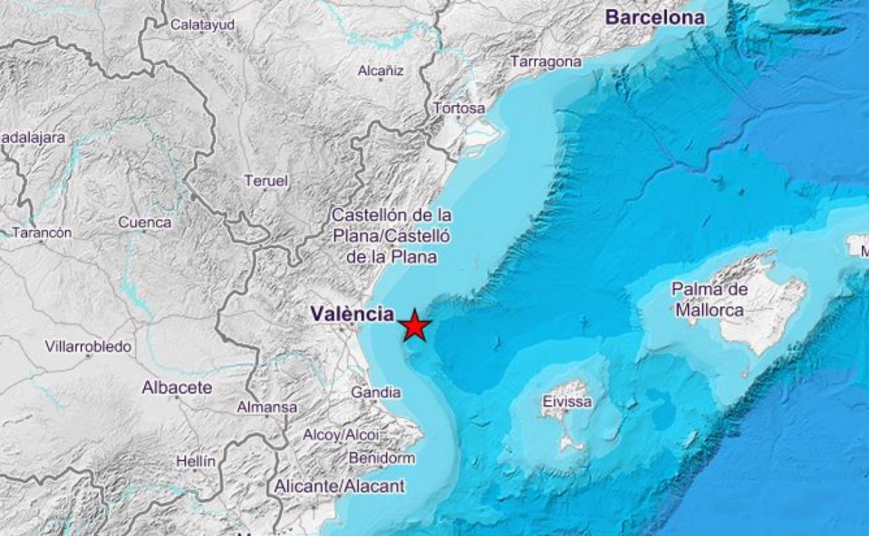 Terremoto, este jueves, en el golfo de Valencia. 