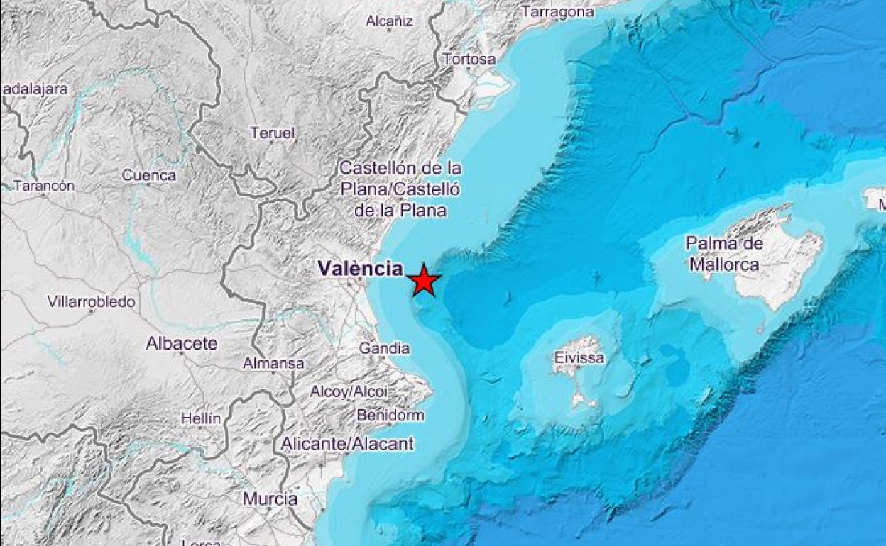 Terremoto, este jueves, en el golfo de Valencia.