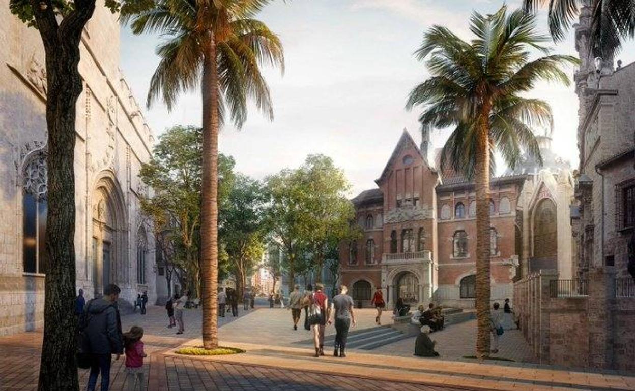 Recreación de la plaza del Mercado tras la reforma. 