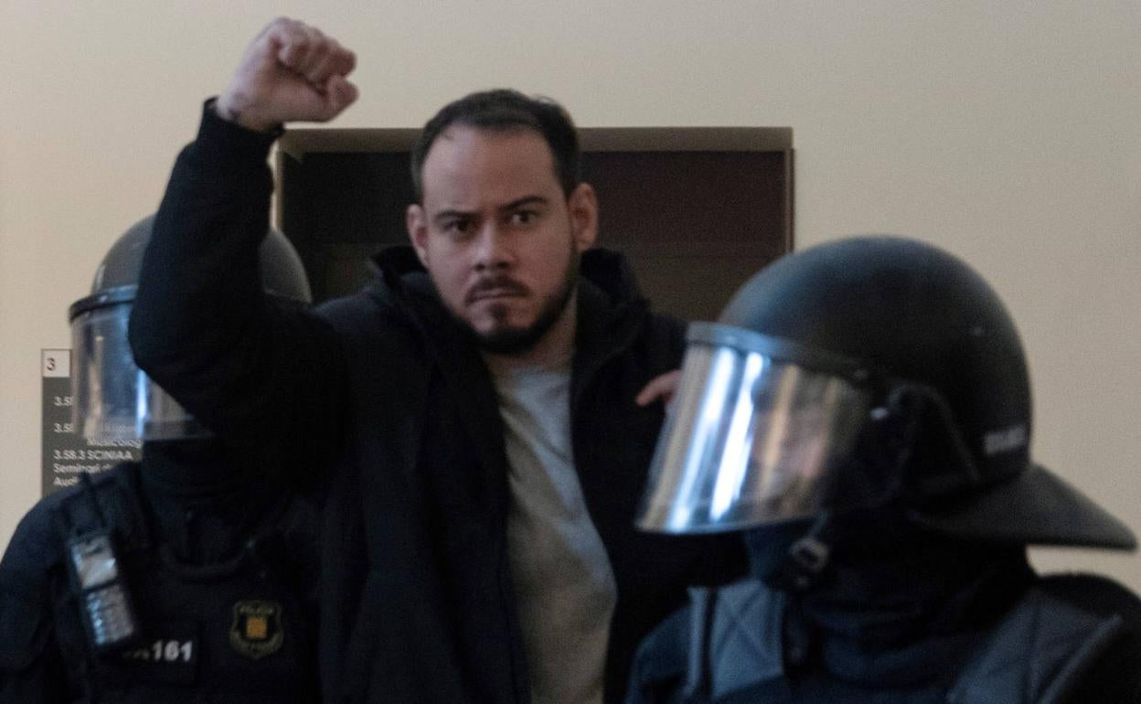 Pablo Hasél, tras ser detenido en febrero de 2021. 