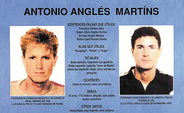 Ficha policial de Antonio Anglés Martins. 